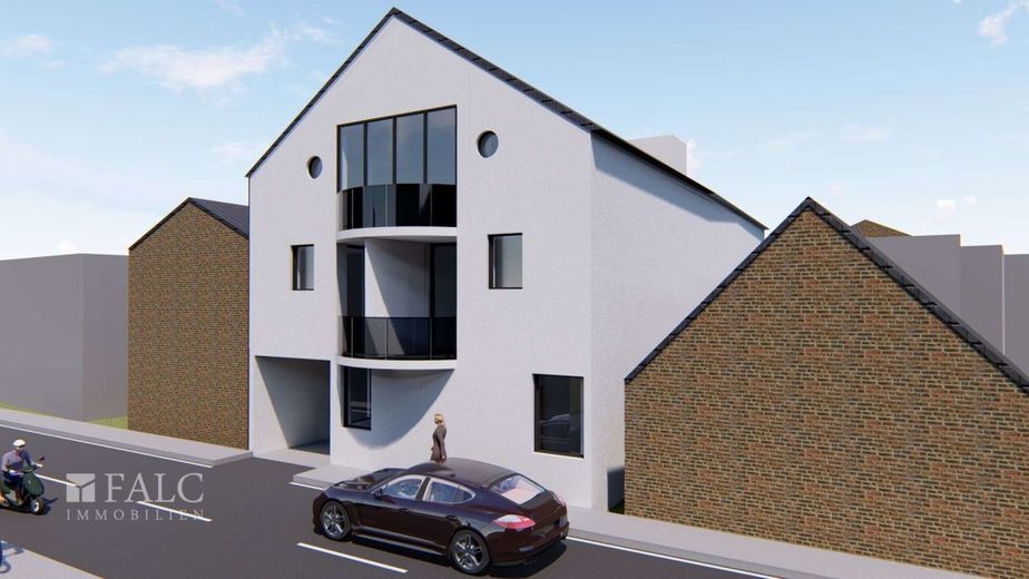 RENDITESTARK! Neubau-MFH mit 6 Wohneinheiten, 6 Stellplätzen &amp; Aufzug in Top-Lage von Kerpen – Seiten-/Vorderansicht