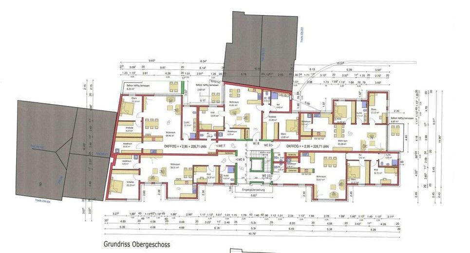 Grundstück mit Baugenehmigung  / 13-Parteien MFH nahe Trier und Luxemburg – Grundriss Obergeschoss
