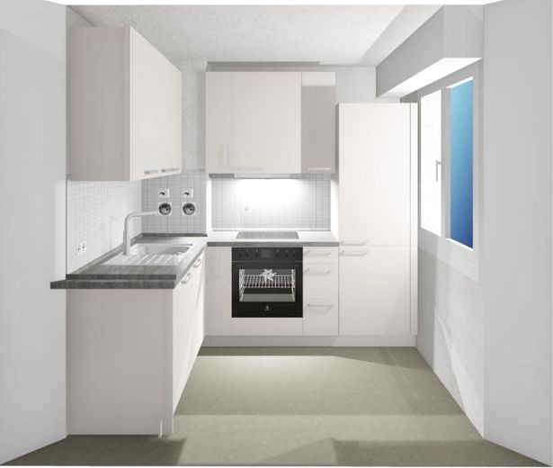 Frisch renovierte 2-Zimmer-Wohnung mit neuer Einbauküche und Balkon in Sendling-Westpark – Planküche