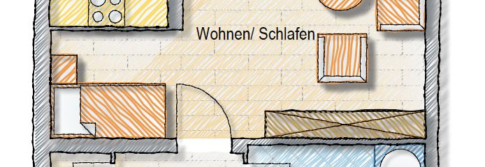 Primera ocupación tras una renovación integral – apartamento de 1 habitación con logia, 5.º piso con ascensor – 1-Zimmer-Wohnung kernsaniert
