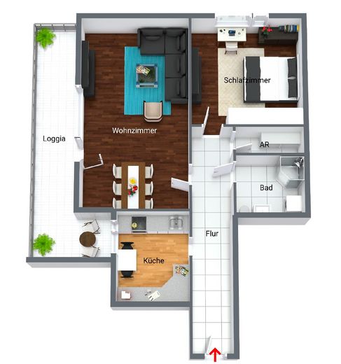Helle 2-Zimmer-Wohnung mit großer Loggia, Einbauküche und Weitblick – Foto 10