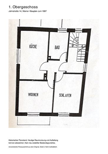Drei freie Wohnungen, großer Garten – Mehrgenerationenwohnen in Werne – 1. OG – Bauplan 1997