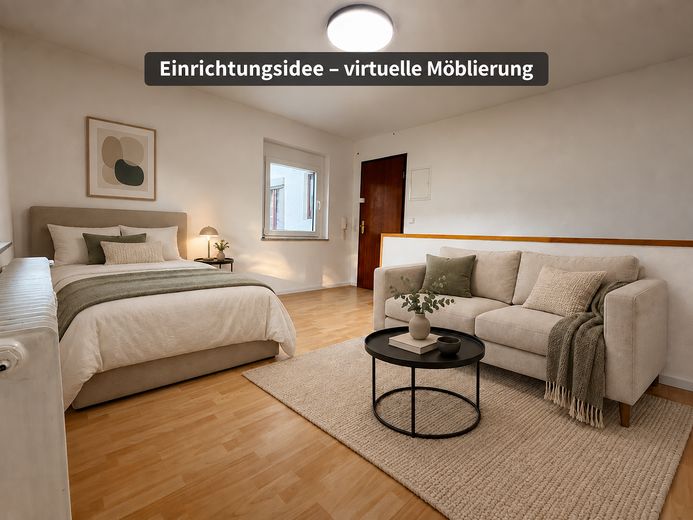 WOW! Lichte en gerenoveerde 1,5-kamerwoning met nieuwe keuken om je thuis te voelen – Helles Wohn-/Schlafzimmer