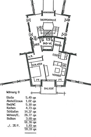 Dresden / Kesselsdorf – prov.frei: 2 Zi. Whg., sep. Küche, Bad (WA+DU), Balkon und TG – Grundriss