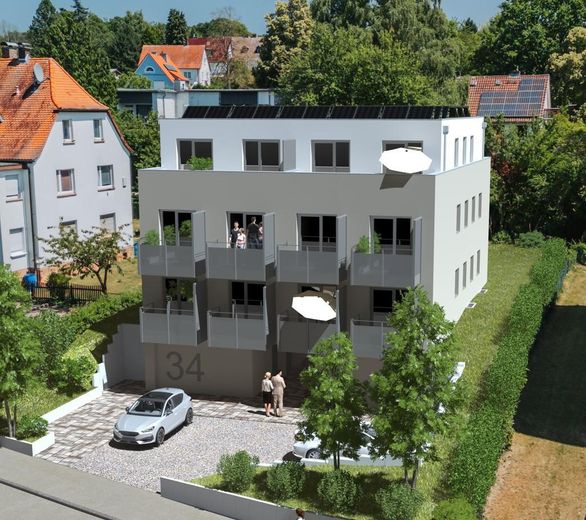 Erstbezug: Exklusives Penthouse 1-Zimmer-Apartment in hochwertigem Neubau mit Einbauküche – Außenansicht