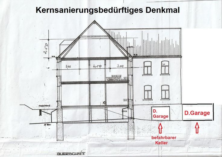 ESCLUSIVA POSIZIONE DIRETTA SUL RENO CON TERRENO EDIFICABILE CON FABBRICATI ESISTENTI – Querschnitt 