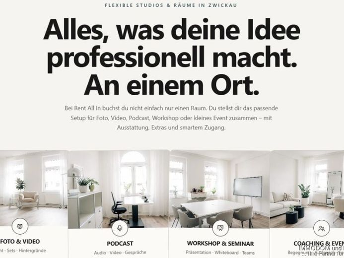 Rent-all-in.de ... Gewerbe-Kurzzeitvermietung... Nutze flexible Bürozeiten für Seminare, Coaching, Shooting o.ä. – Foto 1