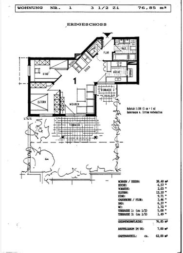 3,5‑Zimmer‑Gartenwohnung in Weil im Schönbuch – bezugsfrei ab sofort! – Grundriss
