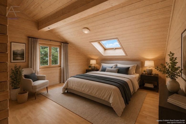 Ein Meisterwerk ökologischer Baukunst - Exklusives Bio-Blockhaus am Waldrand von Icking – Icking_2nd_Bedroom