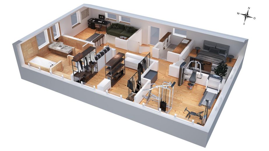 3-D-Grundriss Obergeschoss