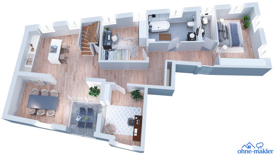 Besondere 5-Zimmer-Penthaus-Wohnung mit Balkon in der Altstadt von Bad Tölz – Grundriss 2. OG