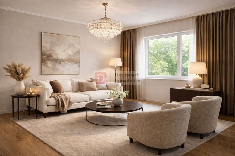 Top-Anlage!! 5-Familienhaus mit geteiltem Grundbuch, Garagen &amp; Stellplätzen – Wohn- und Essbereich - Virtual Staging
