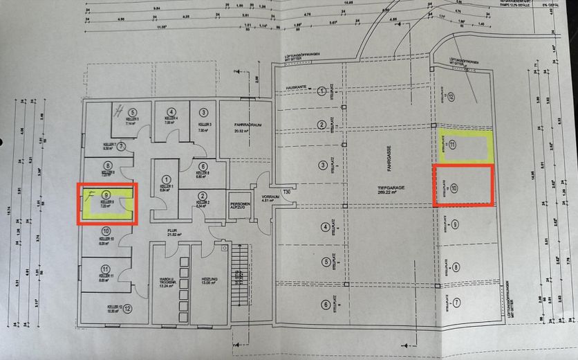 Tiefgarage und Kellerplan