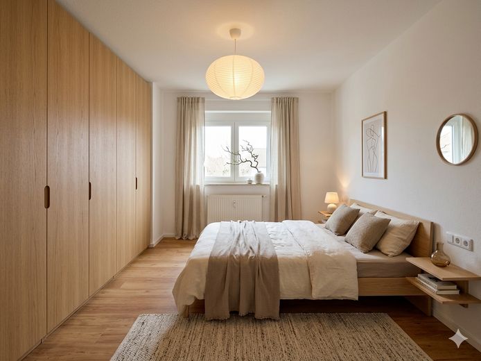 (Reserviert) Frisch renovierte 2,5-Zi.-DG-Wohnung mit Balkon & 2 Stellplätzen – provisionsfrei – Schlafzimmer 2 Visualisierung