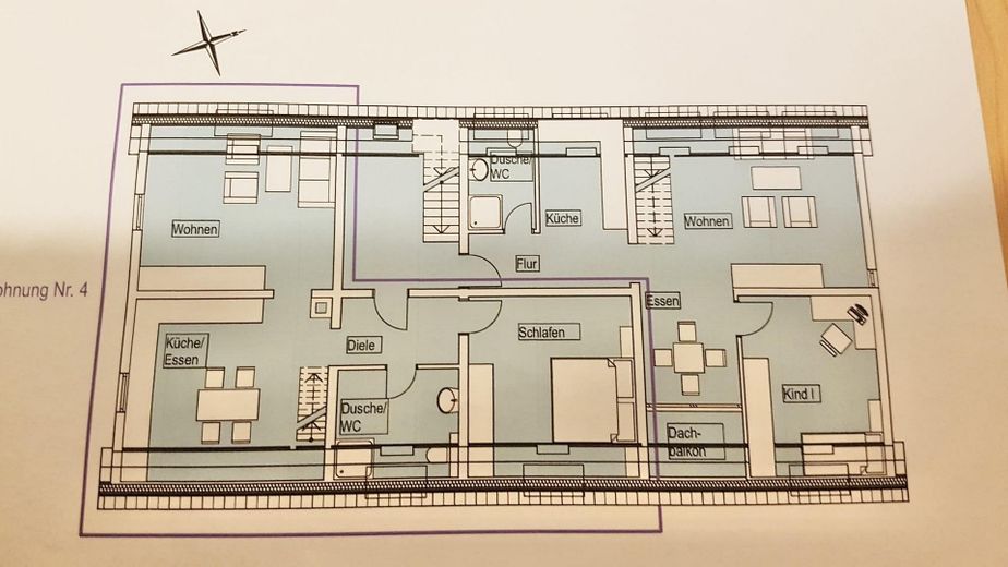 Maisonette-Wohnung mit vier Zimmern und EBK in Simmozheim – BLAU umkreist