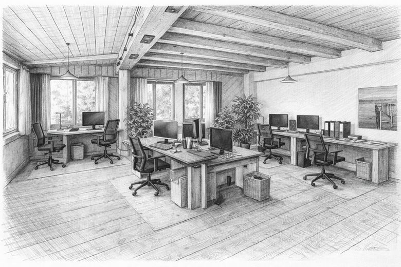 Gewerbeimmobilie mit Wohnoption - 560m2 Raum für Visionen zwischen München & Salzburg – Beispielzeichnung Co Working