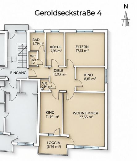 Appartement calme de 4 pièces situé dans un emplacement privilégié de Munich-Großhadern avec loggia exposée au sud – 96 qm
