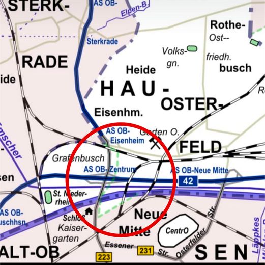 Gepflegtes Reihenmittelhaus mit hübschem Garten in Oberhausen Osterfeld-West + + +  provisionsfrei ! – Lageplan
