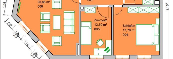 4 Zi Wohnung, WG geeignet, Jugendstil, saniert, EBK, auf Zeit bis 30.04.2027, ideal für Studenten – Grundriss