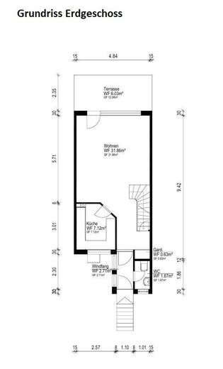 Naturnahes Reihenmittelhaus in verkehrsberuhigter Straße - PROVISIONSFREI - VHB – Grundriss Erdgeschoss
