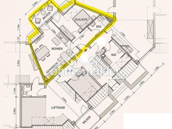 Ruhige 2-Zimmer-Dachgeschosswohnung mit Balkon – Foto 1