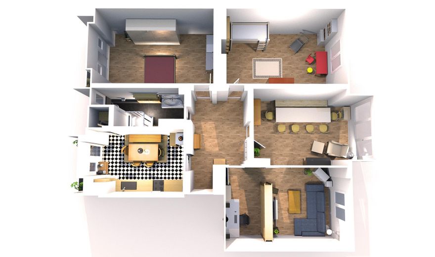 Altbau mit viel Platz in Düsseltal – Grundriss 3D