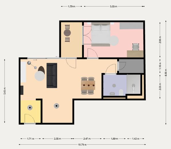 Helle möblierte 2-Zimmer-Wohnung Neubau in Prenzlauer Berg – Grundriss