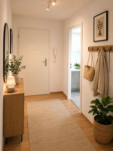 Vivir rodeado de naturaleza en el centro de Berlín | Amplio piso de 2 habitaciones con balcón y plaza de garaje subterráneo | sin comisión – Flur