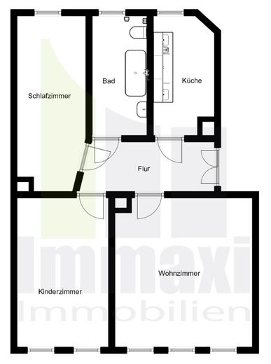 CONNEWITZ + 3-RAUM WOHNUNG HOCHPARTERRE + VERMIETET – Grundriss