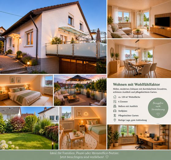 Feldkirchen | Semi-detached house with sunny balcony | 6 rooms | Garden | Quiet location – Collage