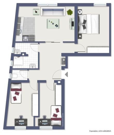Attraktive Investmentchance: Frisch renoviert, bezugsfrei und  WG-geeignet in exzellenter Lage – Grundriss möbliert