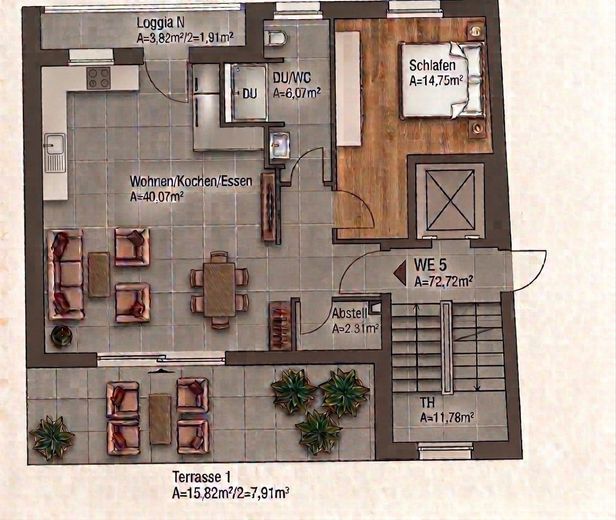 Provisionsfrei! Modernes Penthouse mit großer sonniger Dachterrasse – Grundriss