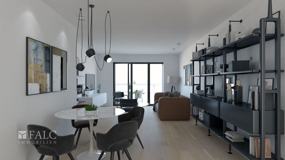 Hier oben beginnt Entspannung - moderne Dachwohnung mit Galerie – Wohnzimmer