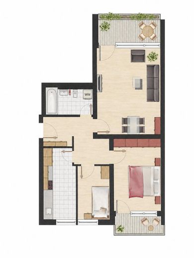 Appartamento soleggiato di 2,5 locali a Germering + box auto sotterraneo – Grundriss 