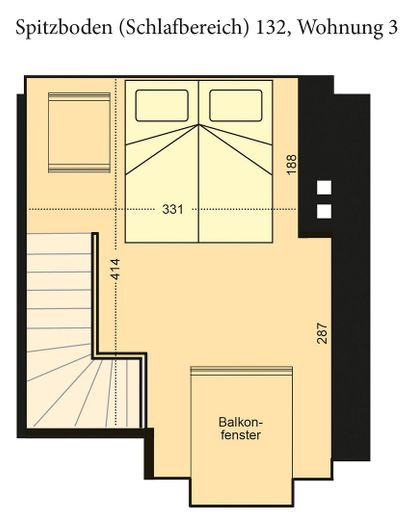 Dachgeschoß-Maisonette-Wohnung 44 qm am Tilsiter Platz in Kiel-Ellerbek – Obere Wohn- und Schlafebene