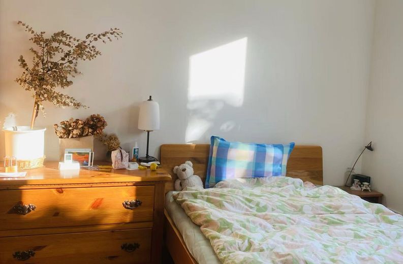 Appartamento ammobiliato con giardino, vicino all’Università di Magonza – Schlafbereich 