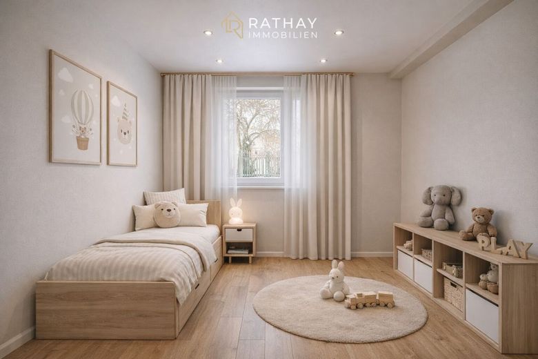 Einzigartige 3-Zimmer Neubauwohnung mit Garten inklusive Küche – Visualisierung Kinderzimmer