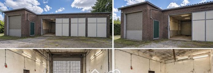 Gewerbe-/Werkstatthalle mit Arbeitsgrube, Doppelgarage und Lager