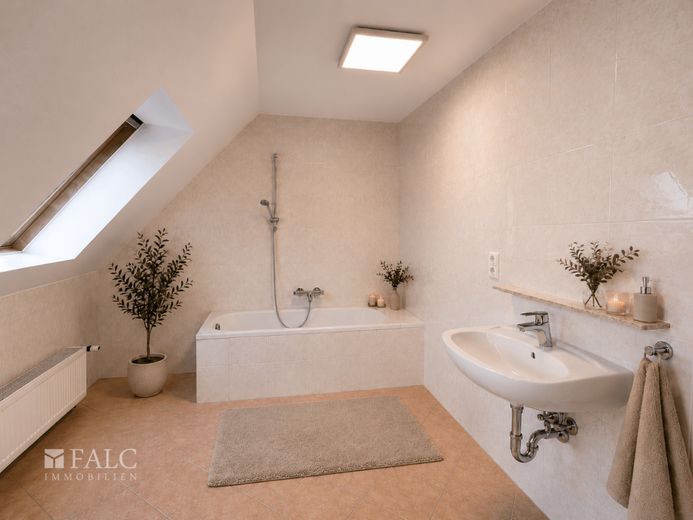 Commission-free. Well-equipped semi-detached house in a prime location! – Badezimmer Dachgeschoss