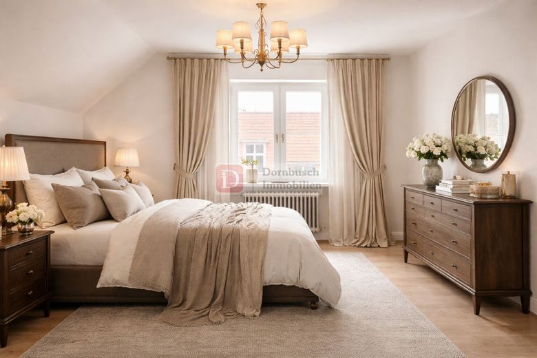 Top-Anlage!! 5-Familienhaus mit geteiltem Grundbuch, Garagen &amp; Stellplätzen – Schlafzimmer - Virtual Staging