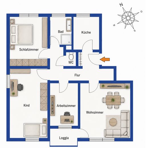 Hochwertig modernisierte 4-Zimmer-Wohnung mit Loggia & Garage in ruhiger Lage von Ehningen – Foto 13