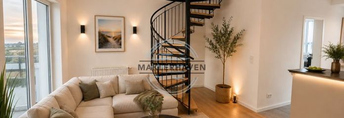 Exklusive Maisonette Traumwohnung mit Turmzimmer, nur wenige Schritte vom Wasser entfernt. Top-Lage