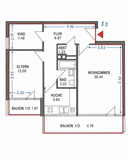 Bezugsfreie 3-Zimmer-Wohnung im 13. Obergeschoss mit zwei Balkonen und Alpenblick – Foto 21