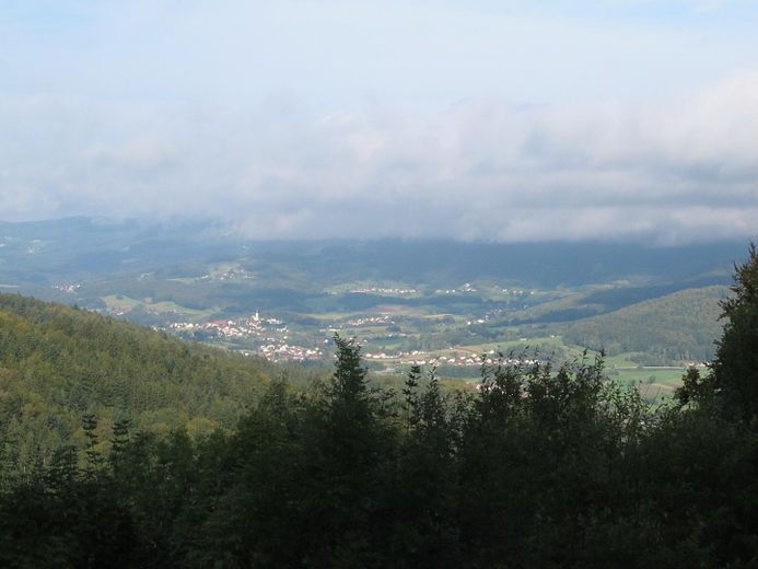 Sonniges Haus, 3 kpl. Wohnungen, Alleinlage, unverbaubarer Fernblick, Urlaubsregion Sonnenwald – Fernsicht mit bewölktem Himmel