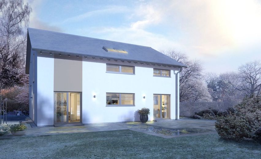 FLEXIBLES DESIGNHAUS MIT FLAIR – Ansicht Garten Winter