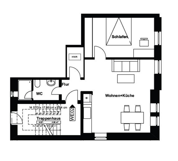 Grundriss EG2 Whg ohne Balkon
