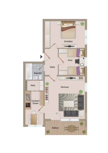 Bubenbach - Schöne 3- Zimmer Erdgeschosswohnung zu vermieten (4) (ID142) – Grundriss
