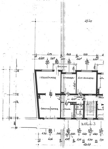 3,5 Raum-Whg. City, 2 Balkone, modernisiert, Bad: Wanne + Dusche + Fenster – Grundriss hier fehlt 2. Balkon