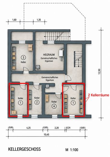 Büro / Praxis / Laden mit Lager zentral in Lörrach zu verkaufen – 2 Kellerräume