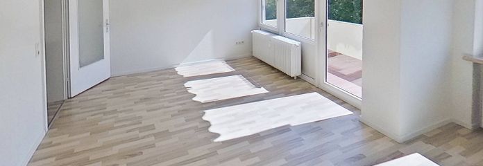 Helle 3-Zi.-Whg. mit BALKON in ruhiger Wohnlage – Ansicht I: Wohn- und Esszimmer